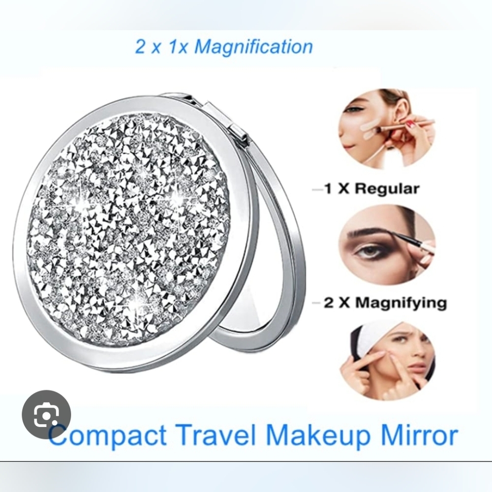 Silver Rhinestone Compact Mirror BNIB - Picture 5 of 14
